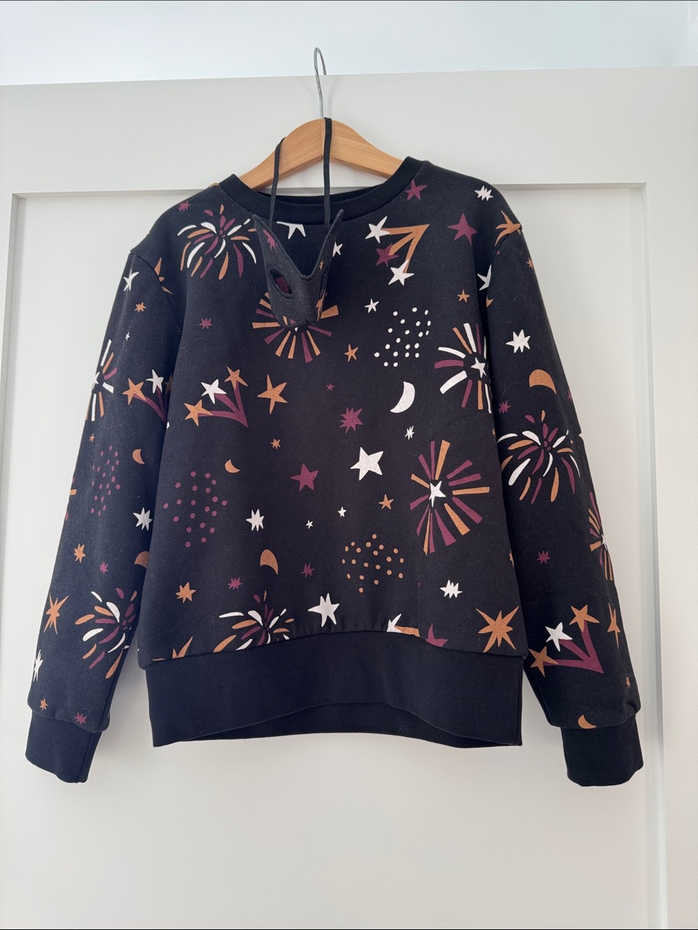 Kids Black Firework & Star Print Sweatshirt